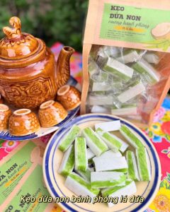 kẹo dừa non bánh phồng lá dứa 500gr