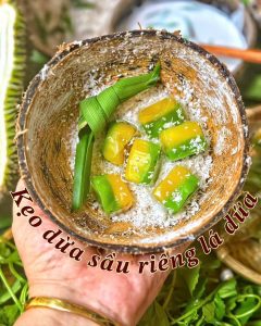 kẹo dừa sầu riêng lá dứa 500gr