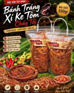 BÁNH TRÁNG XÌ KE TÔM CHÁY TỎI  300gr