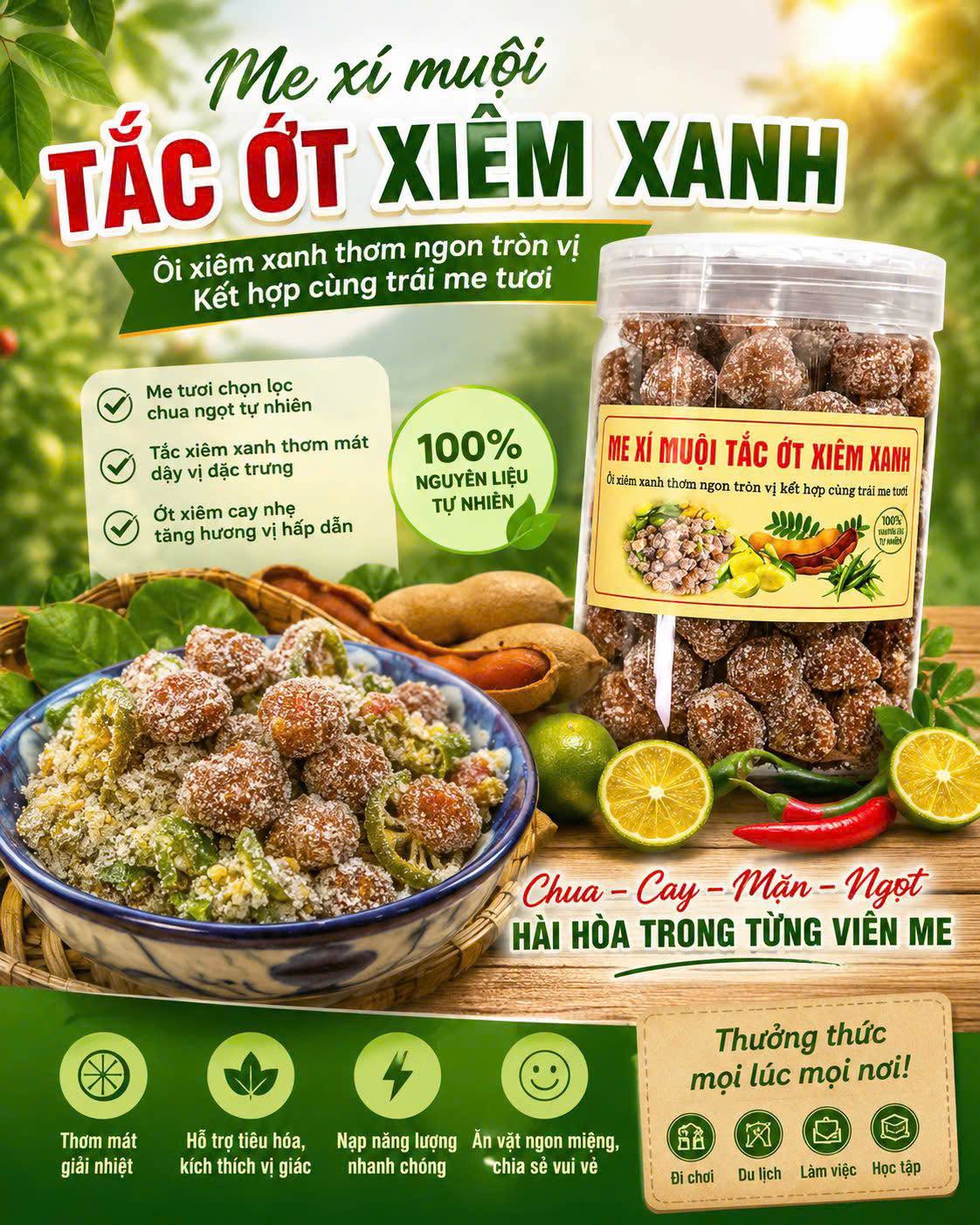 me xí muội tắc ớt xiêm xanh – khô 500gr