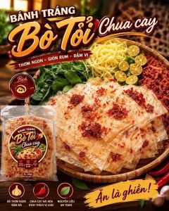 BÁNH TRÁNG TỎI BÒ CHUA CAY 500gr